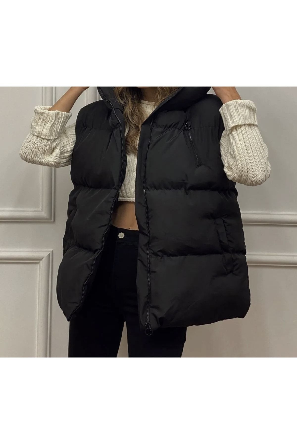 Oversıze Kadın Şişme Yelek Rahat Kalıb Kolay Kombin Oversıze Kadın Şişme Yelek Rahat Kalıb Kolay Kombin