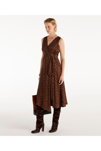 Kemer Detaylı Kolsuz Kruvaze  Midi Boy Elbise Kemer Detaylı Kolsuz Kruvaze  Midi Boy Elbise