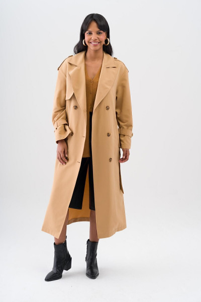 Rahat Kalıp Kruvaze Su İtici Özellikli Astarsız Trençkot KAMEL 6542 Rahat Kalıp Kruvaze Su İtici Özellikli Astarsız Trençkot KAMEL 6542