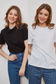 Kadın Siyah Ve Beyaz 2'li Paket Bisiklet Yaka Pamuklu Oversize T-shirt Lkr10242