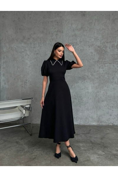 KOPYA - Siyah Yakası Taş Detaylı Balon Kollu Elise KOPYA - Siyah Yakası Taş Detaylı Balon Kollu Elise