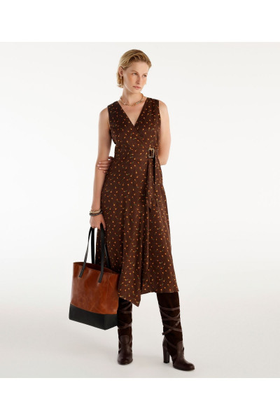 Kemer Detaylı Kolsuz Kruvaze  Midi Boy Elbise Kemer Detaylı Kolsuz Kruvaze  Midi Boy Elbise