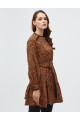 Katlı Animal Print Camel Tunik Katlı Animal Print Camel Tunik