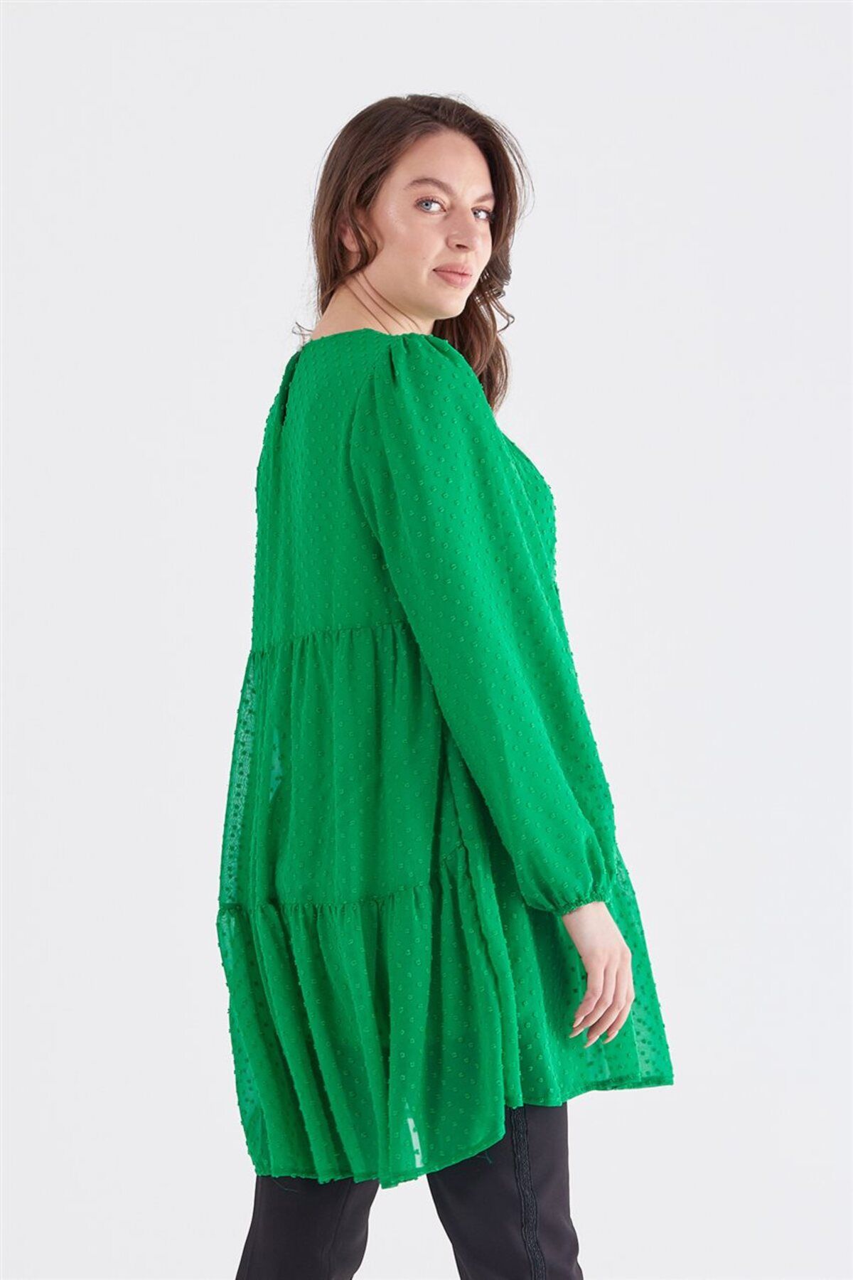 Puantiyeli Şifon Benetton Yeşil Tunik Puantiyeli Şifon Benetton Yeşil Tunik