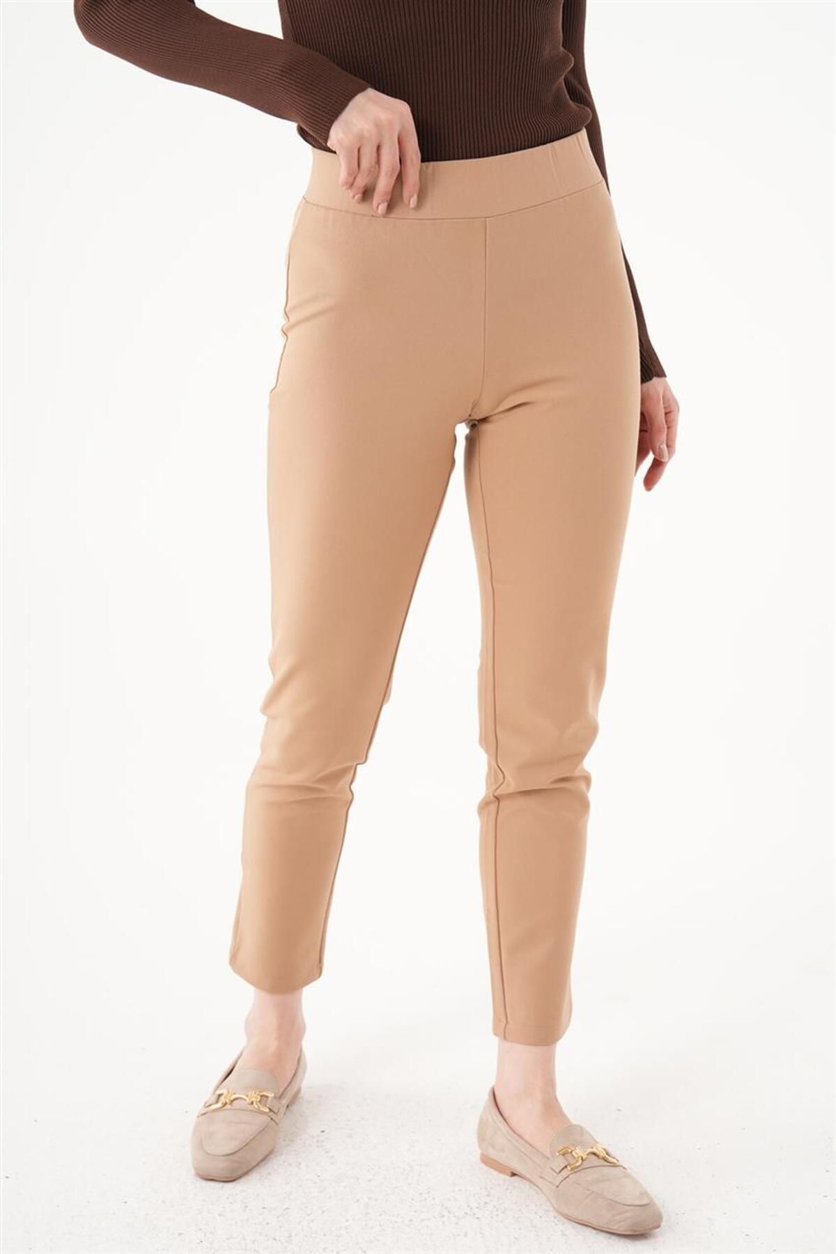 Yüksek Bel Camel Tayt Pantolon Yüksek Bel Camel Tayt Pantolon