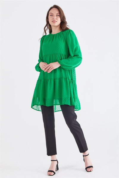 Puantiyeli Şifon Benetton Yeşil Tunik Puantiyeli Şifon Benetton Yeşil Tunik