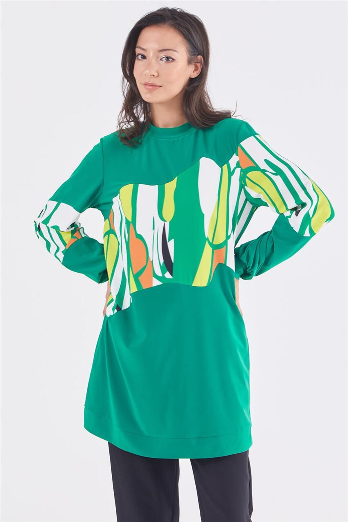 Karma Desen Yeşil Tunik Karma Desen Yeşil Tunik