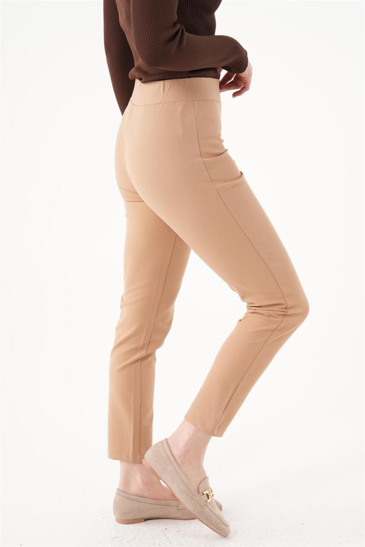 Yüksek Bel Camel Tayt Pantolon Yüksek Bel Camel Tayt Pantolon