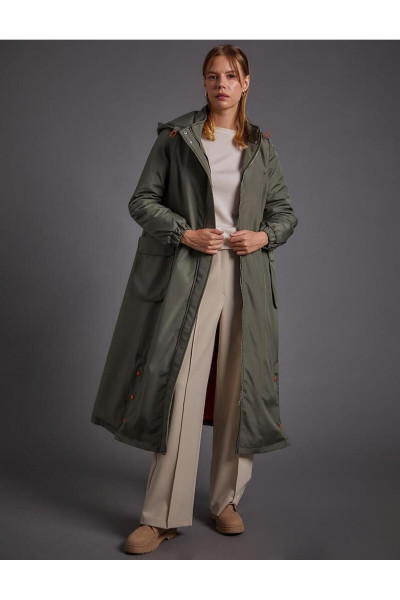 Kapüşonlu Geniş Cepli Haki Giy-çık Kapüşonlu Geniş Cepli Haki Giy-çık