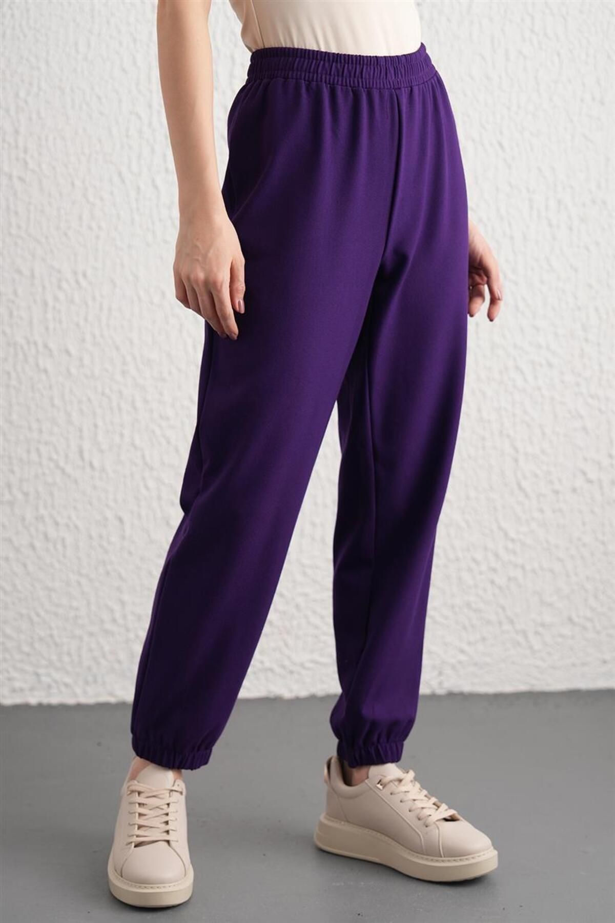 Beli Lastikli Mor Jogger Pantolon