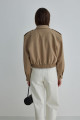 Camel Cooper Crop Bomber Ceket