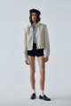 Krem Cooper Crop Bomber Ceket Krem Cooper Crop Bomber Ceket