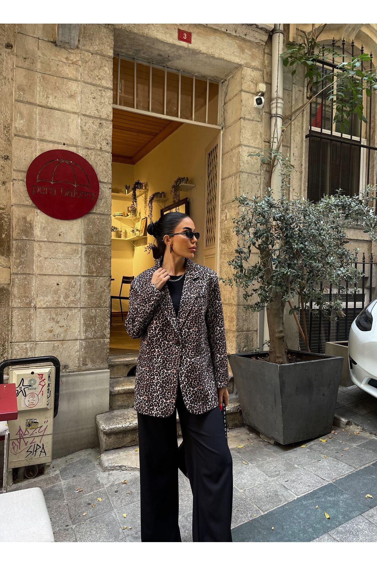 Saja Rsln Leopar Desen Blazer Ceket Saja Rsln Leopar Desen Blazer Ceket