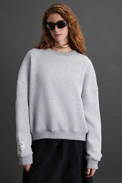 Nordıa Kadın Organik Pamuk 3 Iplik Örme Oversize Grimelanj Sweatshirt Nordıa Kadın Organik Pamuk 3 Iplik Örme Oversize Grimelanj Sweatshirt