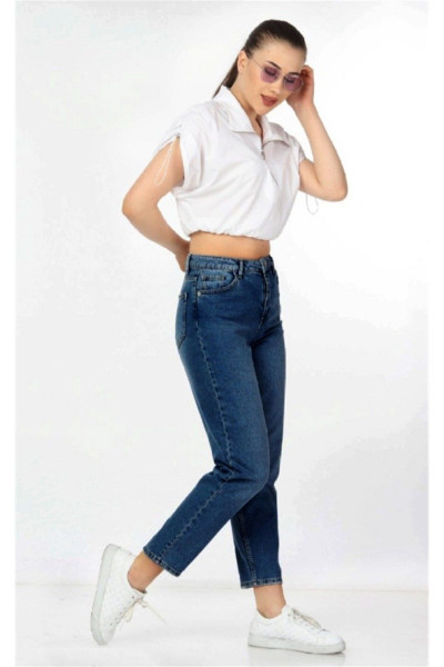 Mom Fit Jean Yüksek Bel Boyfriend Kesim Esnek Lacivert Kadın Kot Pantolon C599 Mom Fit Jean Yüksek Bel Boyfriend Kesim Esnek Lacivert Kadın Kot Pantolon C599