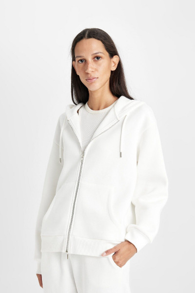 Relax Fit Kapüşonlu Cepli Basic Düz Fermuarlı Sweatshirt C1809ax24wn Relax Fit Kapüşonlu Cepli Basic Düz Fermuarlı Sweatshirt C1809ax24wn