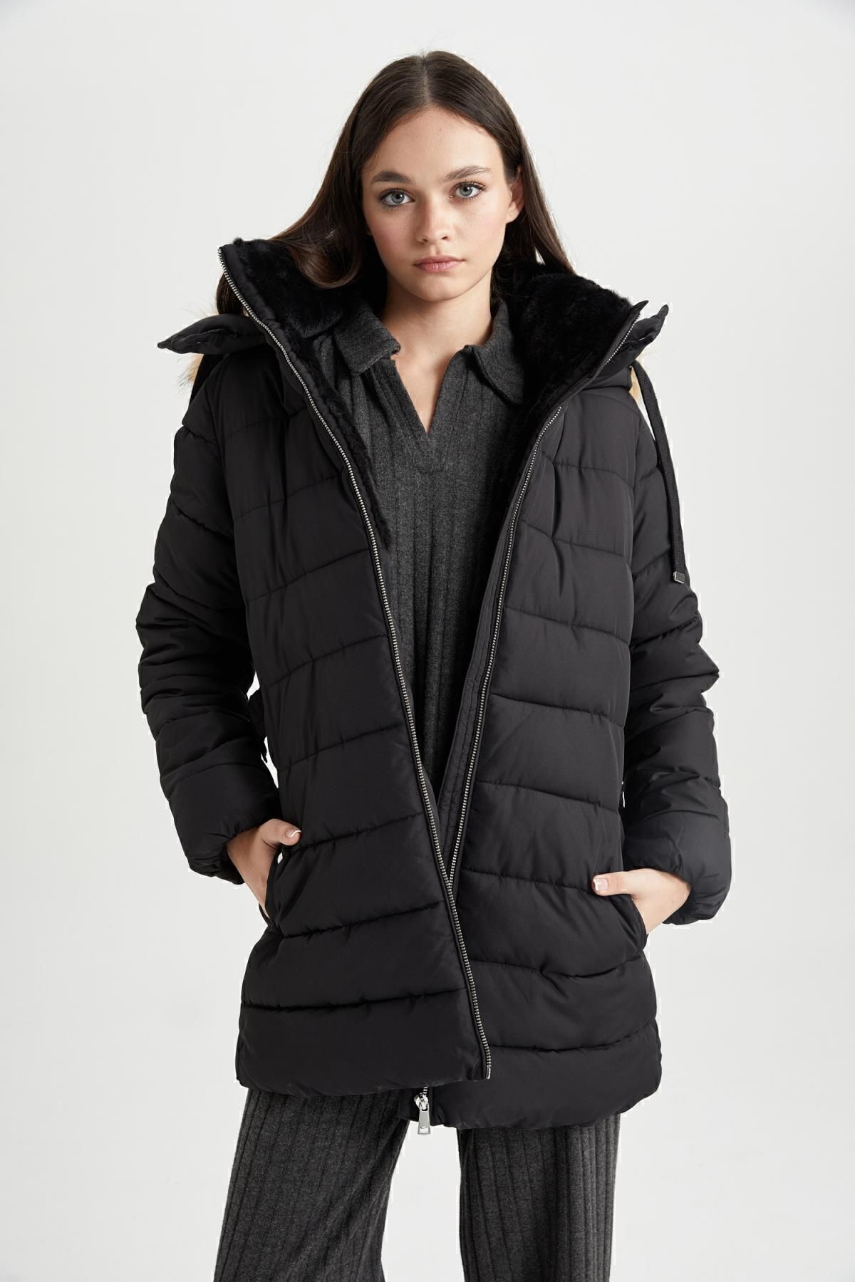 Regular Fit Su Itici Kapüşonlu Suni Kürklü Mont A2969ax23wn Regular Fit Su Itici Kapüşonlu Suni Kürklü Mont A2969ax23wn