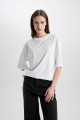 Oversize Fit Bisiklet Yaka Penye Basic Kısa Kollu Tişört C0099ax24sm Oversize Fit Bisiklet Yaka Penye Basic Kısa Kollu Tişört C0099ax24sm