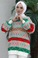Modest Tesettür Triko Tunik Desenli Salaş Kışlık Şık Balon Kollu Tarz Tunik Modest Tesettür Triko Tunik Desenli Salaş Kışlık Şık Balon Kollu Tarz Tunik