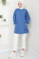 Torba Cepli Bisiklet Yakalı Sweatshirt Tunik İndigo HM2509 Torba Cepli Bisiklet Yakalı Sweatshirt Tunik İndigo HM2509