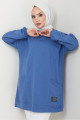 Torba Cepli Bisiklet Yakalı Sweatshirt Tunik İndigo HM2509 Torba Cepli Bisiklet Yakalı Sweatshirt Tunik İndigo HM2509