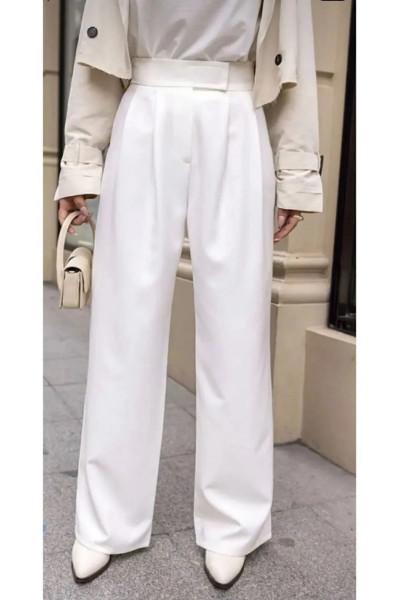 Kadın Yüksk Bel Cırtlı Beli Palazzo Pantolon