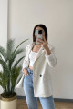RBN038 D88672 Kolu Çizgi Detay Keten Ceket TAŞ RBN038 D88672 Kolu Çizgi Detay Keten Ceket TAŞ