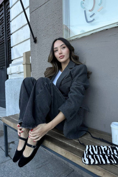 kadın pinterest muadil  çizgili kemerli cep detay astarlı kalın blazer ceket kaban kaşe yumuşak doku kadın pinterest muadil  çizgili kemerli cep detay astarlı kalın blazer ceket kaban kaşe yumuşak doku