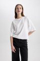 Oversize Fit Bisiklet Yaka Penye Basic Kısa Kollu Tişört C0099ax24sm Oversize Fit Bisiklet Yaka Penye Basic Kısa Kollu Tişört C0099ax24sm