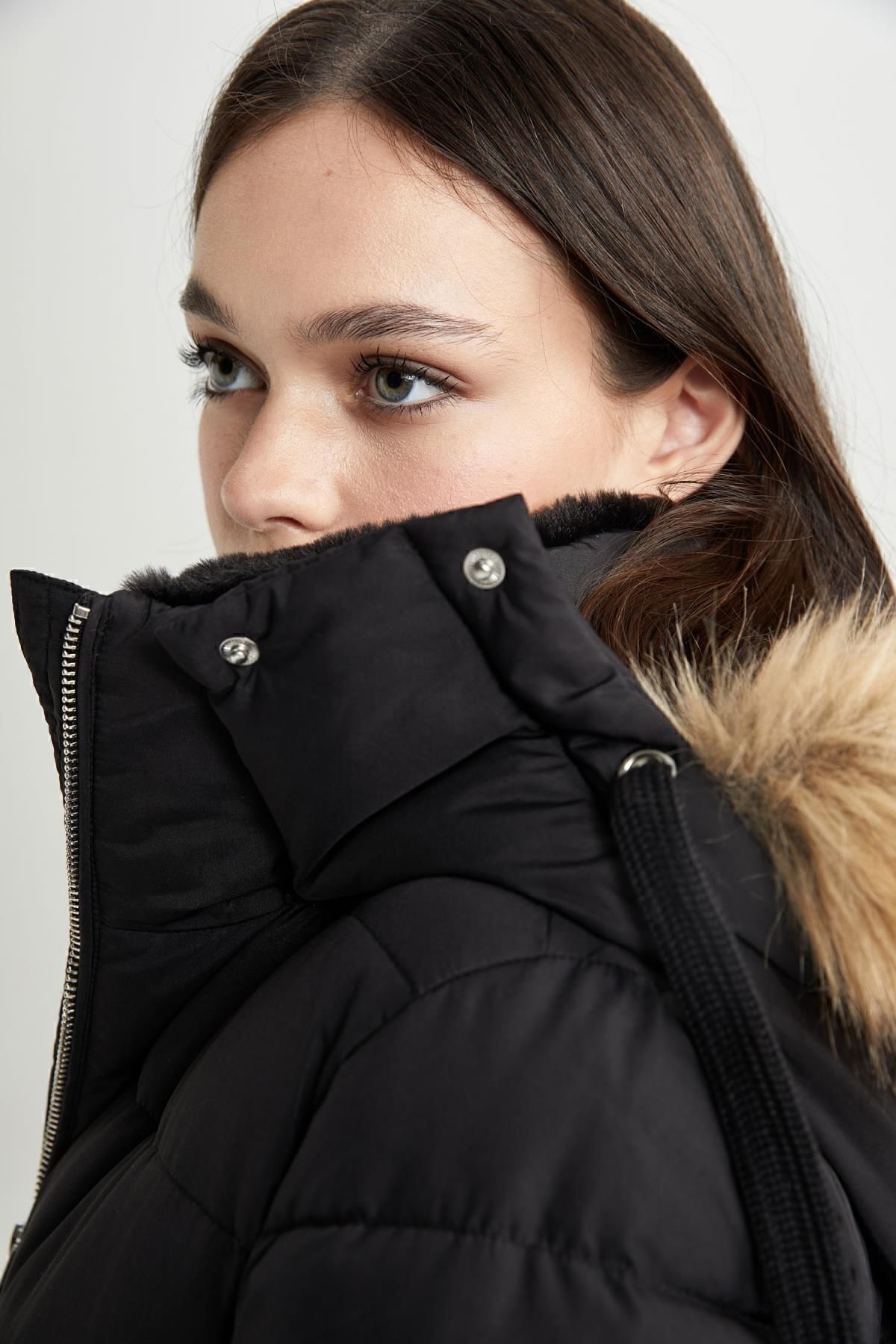 Regular Fit Su Itici Kapüşonlu Suni Kürklü Mont A2969ax23wn Regular Fit Su Itici Kapüşonlu Suni Kürklü Mont A2969ax23wn