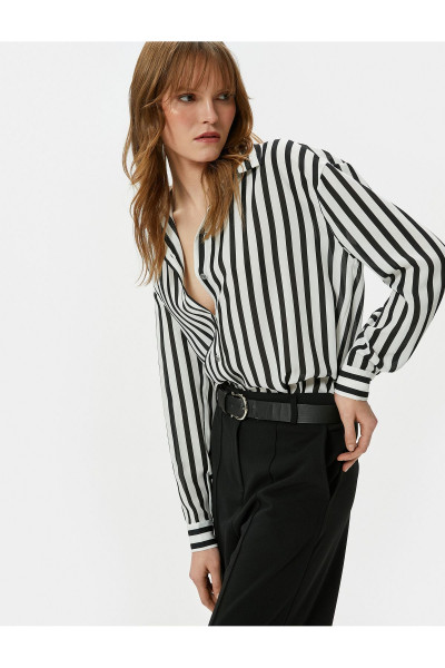 Oversize Gömlek Uzun Kollu Düğmeli Klasik Yaka Oversize Gömlek Uzun Kollu Düğmeli Klasik Yaka