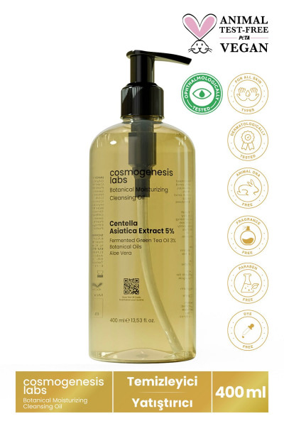 Nemlendirici Cilt Ve Makyaj Temizleme Yağı 400ml Vegan Sebum Dengeleyici Cleansing Oil (%5 CİCA) Nemlendirici Cilt Ve Makyaj Temizleme Yağı 400ml Vegan Sebum Dengeleyici Cleansing Oil (%5 CİCA)