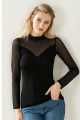 Özkan 26824 Kadın Ring Viskon Flok Tül Detaylı Uzun Kollu Esnek Yumuşak Bluz Tişört Badi Özkan 26824 Kadın Ring Viskon Flok Tül Detaylı Uzun Kollu Esnek Yumuşak Bluz Tişört Badi