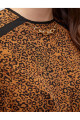 Katlı Animal Print Camel Tunik Katlı Animal Print Camel Tunik