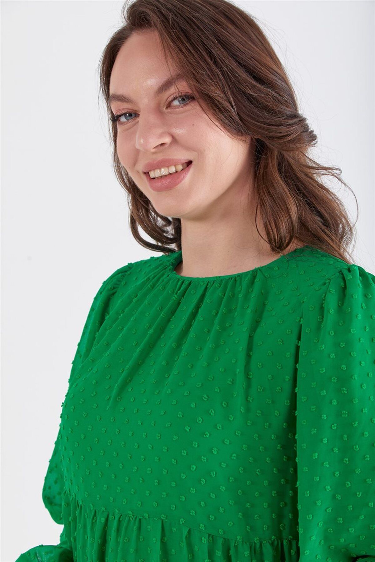 Puantiyeli Şifon Benetton Yeşil Tunik Puantiyeli Şifon Benetton Yeşil Tunik