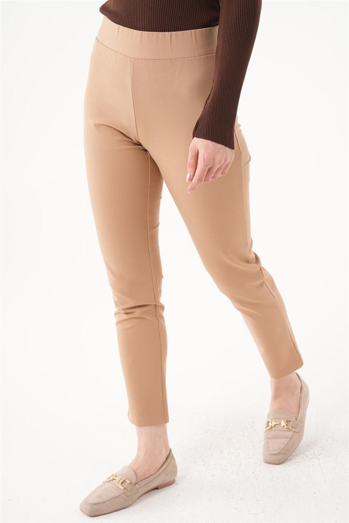 Yüksek Bel Camel Tayt Pantolon Yüksek Bel Camel Tayt Pantolon