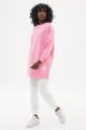 Sıfır Yaka Oversize Pembe Sweatshirt