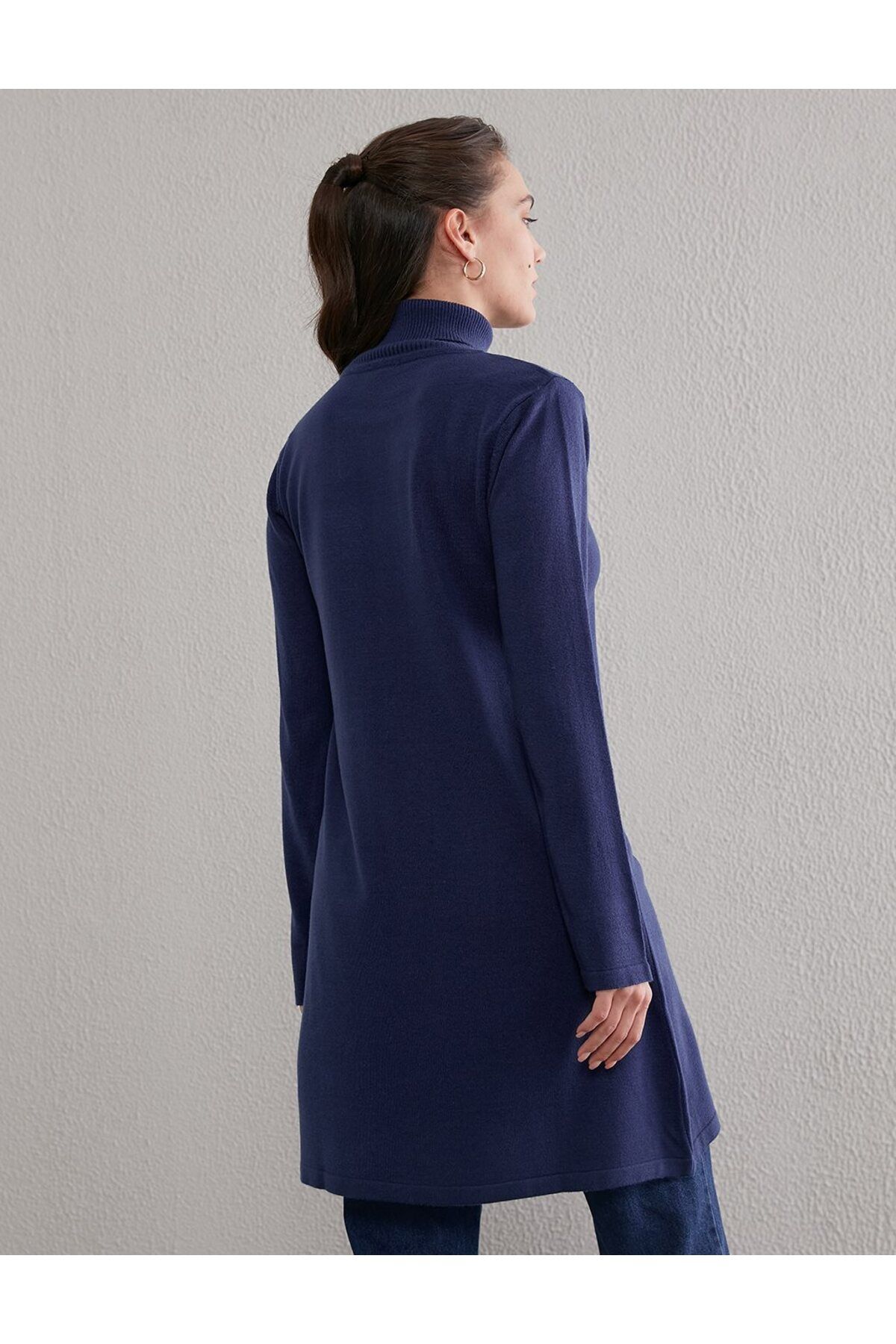 Basic Balıkçı Yaka Triko Tunik Indigo Sz Trk40