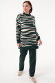Zebra Çizgili Triko Tunik-pantolon Krem-yeşil Ikili Takım Zebra Çizgili Triko Tunik-pantolon Krem-yeşil Ikili Takım