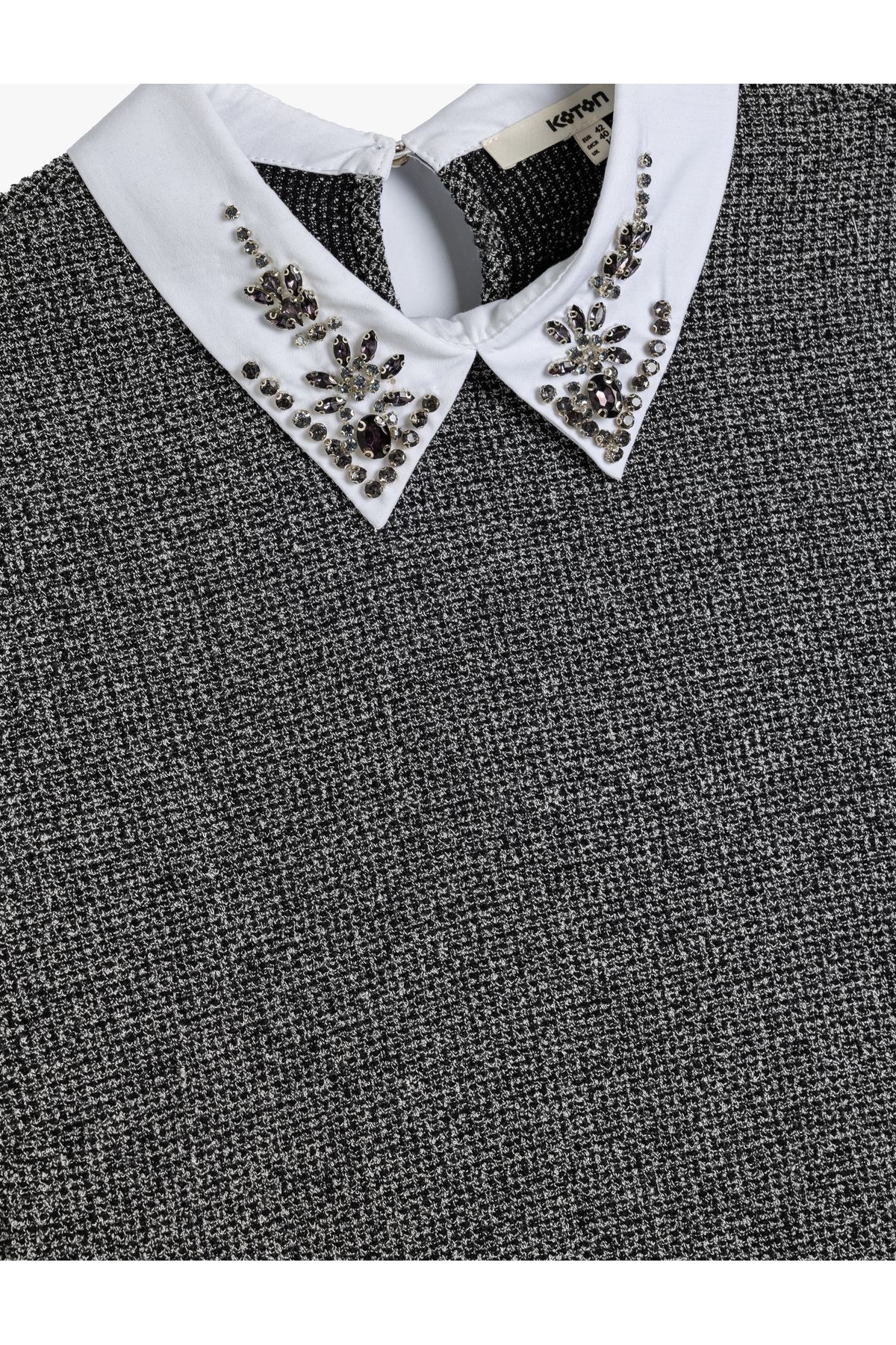 Taşlı Gömlek Yaka Bluz Uzun Kollu Slim Fit Taşlı Gömlek Yaka Bluz Uzun Kollu Slim Fit