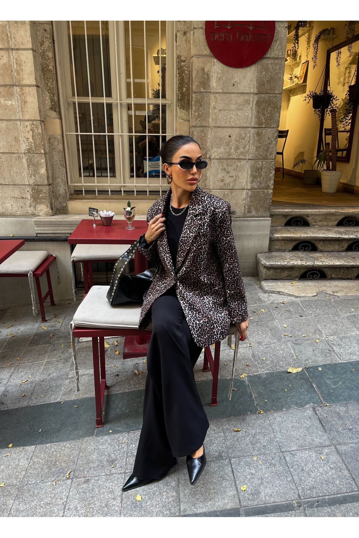 Saja Rsln Leopar Desen Blazer Ceket Saja Rsln Leopar Desen Blazer Ceket