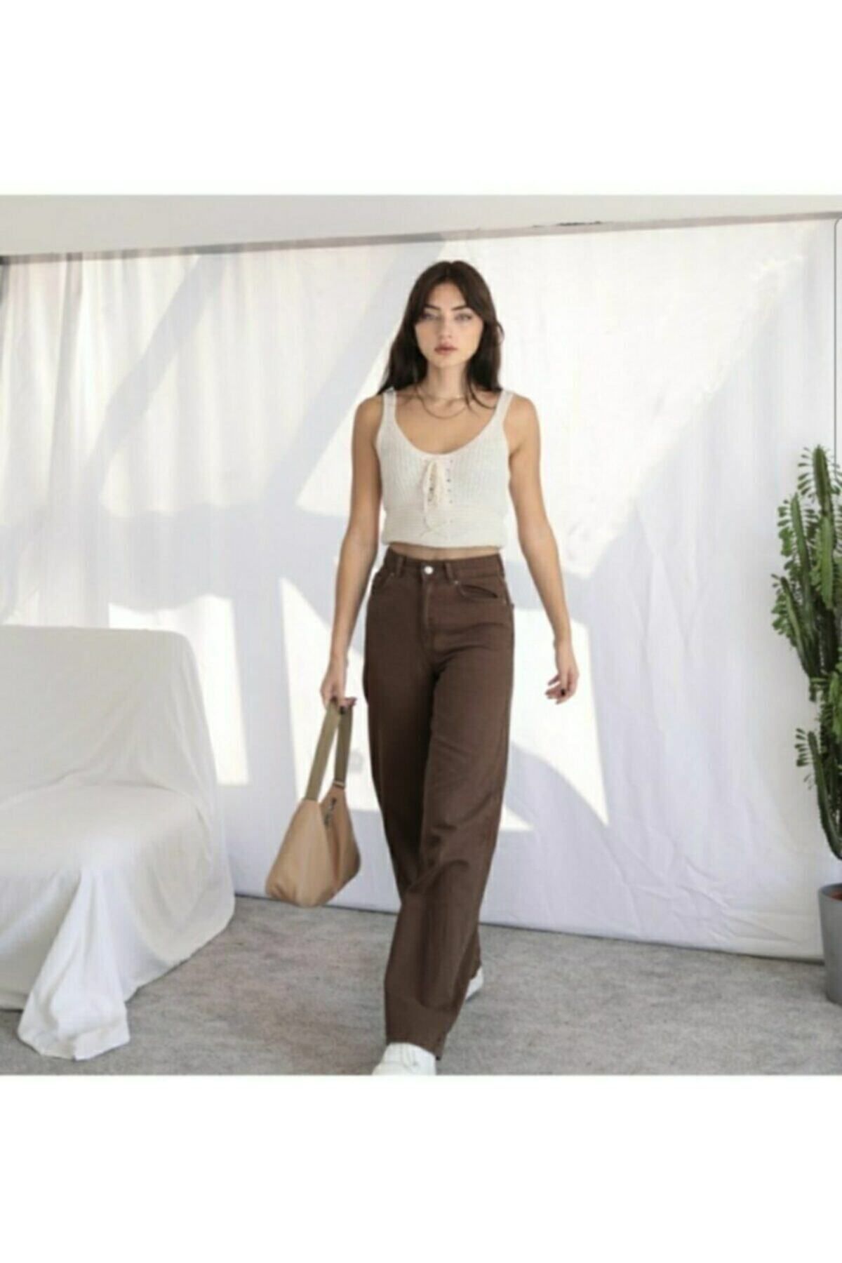 Kahverengi Likralı Süper Yüksek Bel Salaş Jeans Palazzo Pantolon. (SÜPER YÜKSEK) Wide Leg Kahverengi Likralı Süper Yüksek Bel Salaş Jeans Palazzo Pantolon. (SÜPER YÜKSEK) Wide Leg