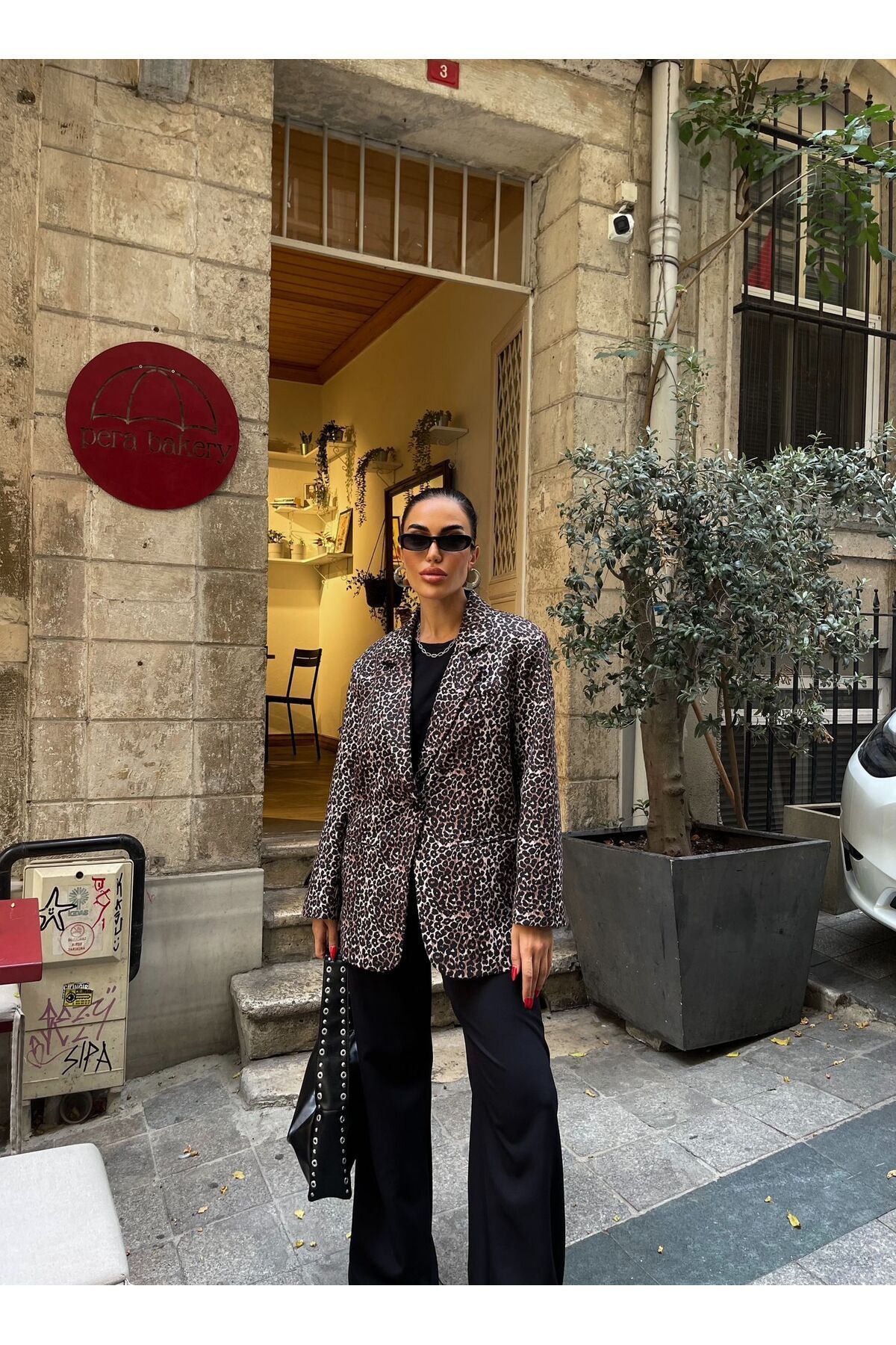Saja Rsln Leopar Desen Blazer Ceket Saja Rsln Leopar Desen Blazer Ceket