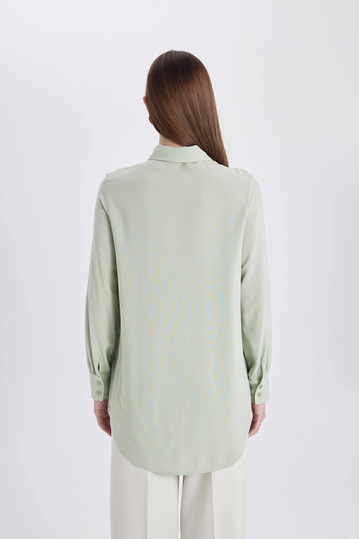 Regular Fit Basic Uzun Kollu Gömlek Tunik Z3538az24sp