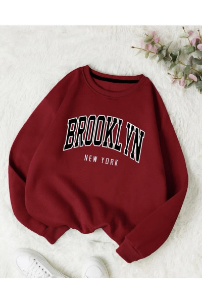 Ünisex Burdo Bronklyn Baskılı Oversize Sweatshirt