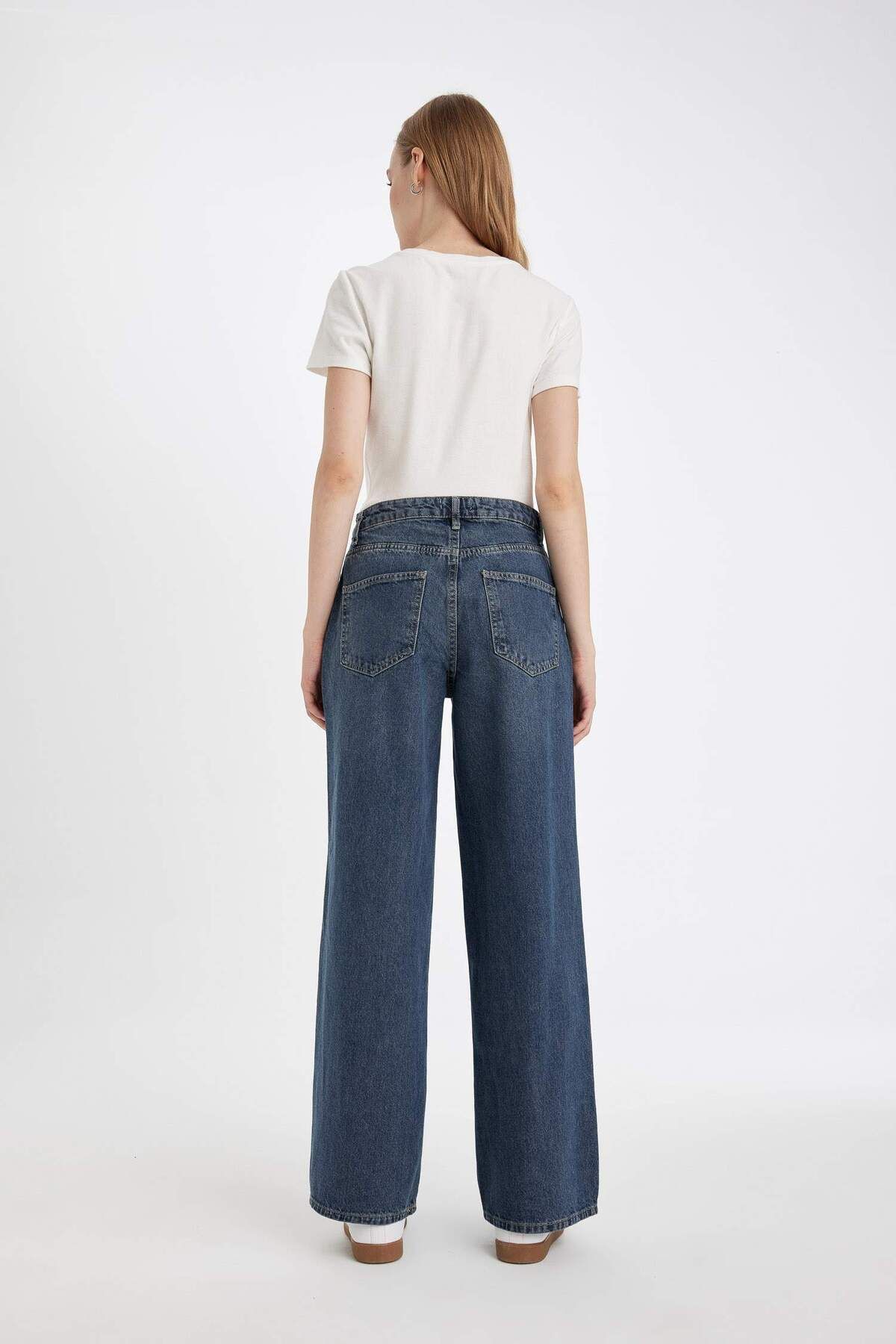 Wide Leg Yüksek Bel Uzun Jean Yıkamalı Pantolon 3162228 Wide Leg Yüksek Bel Uzun Jean Yıkamalı Pantolon 3162228