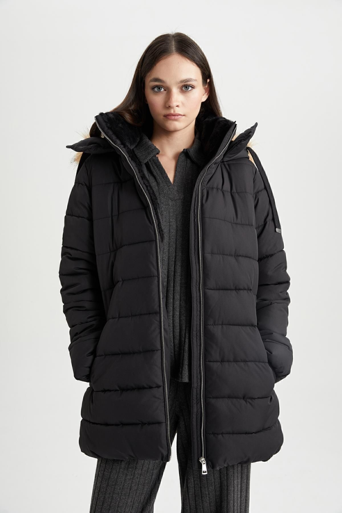 Regular Fit Su Itici Kapüşonlu Suni Kürklü Mont A2969ax23wn Regular Fit Su Itici Kapüşonlu Suni Kürklü Mont A2969ax23wn