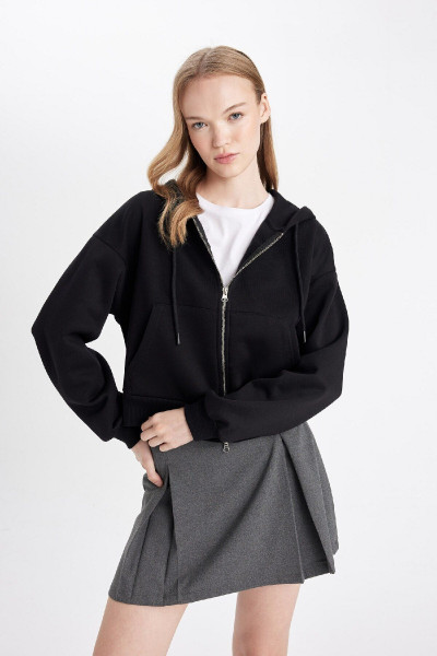Siyah Coool Standart Fit Kapüşonlu Basic Düz Kanguru Cepli Fermuarlı Sweatshirt Z7069az24wn Siyah Coool Standart Fit Kapüşonlu Basic Düz Kanguru Cepli Fermuarlı Sweatshirt Z7069az24wn
