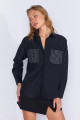 Siyah Cebi Taş Detaylı Oversize Kadın Poplin Gömlek| Ek1000168772-8772 Siyah Cebi Taş Detaylı Oversize Kadın Poplin Gömlek| Ek1000168772-8772