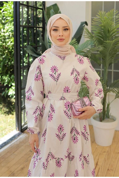 tesettür mor detaylı günlük elbise tesettür mor detaylı günlük elbise